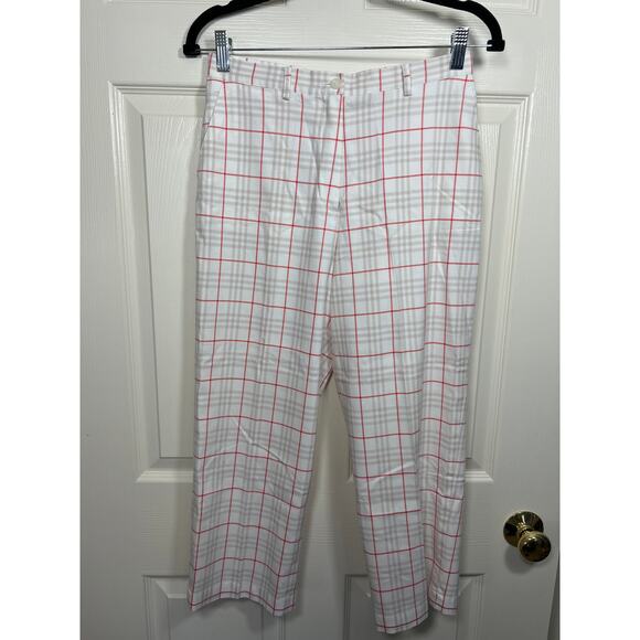 Burberry Golf Red Tan Plaid Capri Pants Made in Spain Women's 4 / Small - Picture 1 of 8